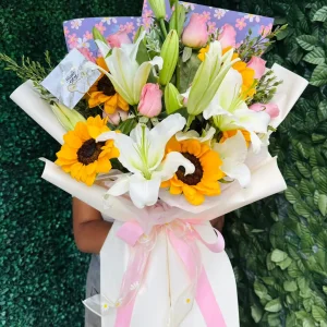 Lirios y girasoles